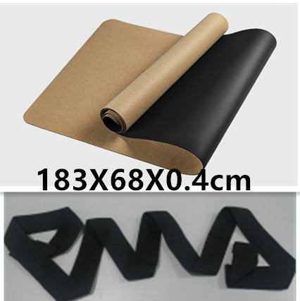 Plain cork yoga mat and carrying strap, 4 mm version.