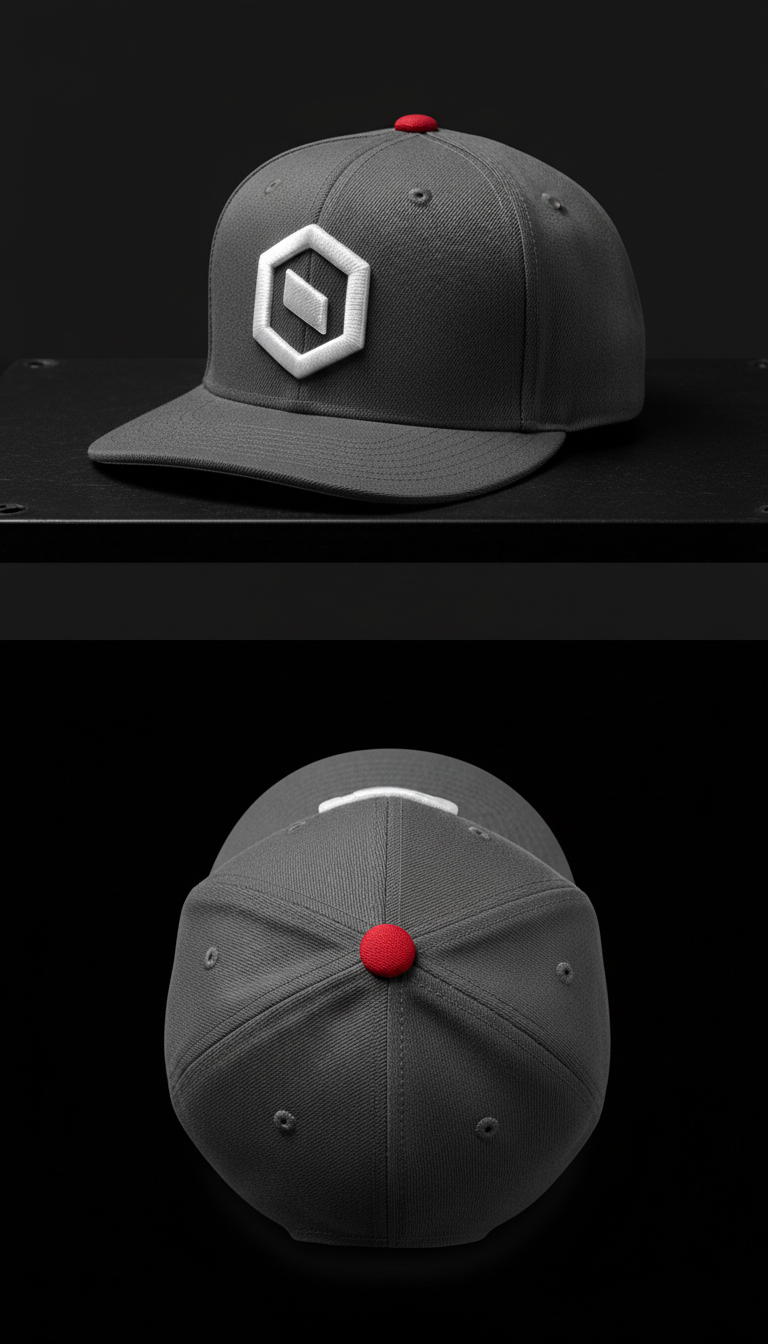 Graphite Gray Fitted Cap with White Logo