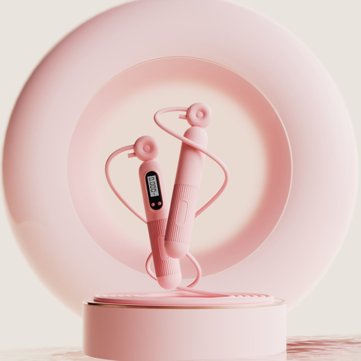 Pink digital jump rope with full-length rope.