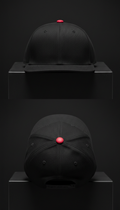 Onyx Black Snapback with Crimson Button
