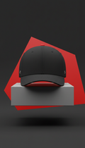 City Black Fitted Cap with Red Button