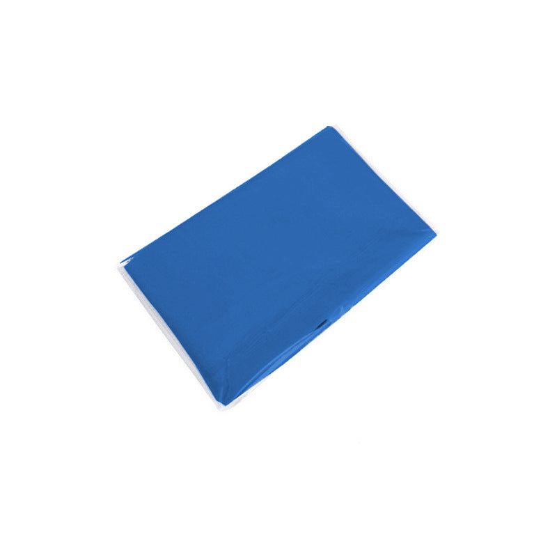 Blue microfiber gym towel folded on a plain background